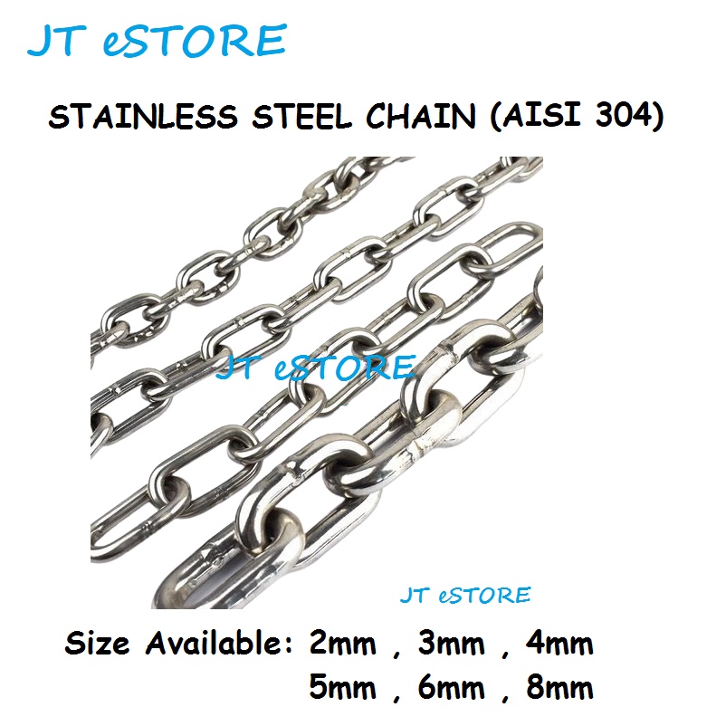 Jt Estore Stainless Steel Chain Aisi Chain Link Rantai Mm