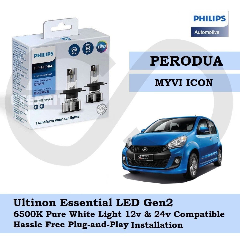 Philips New Ultinon Essential LED Bulb Gen2 6500K H4 Set For Perodua