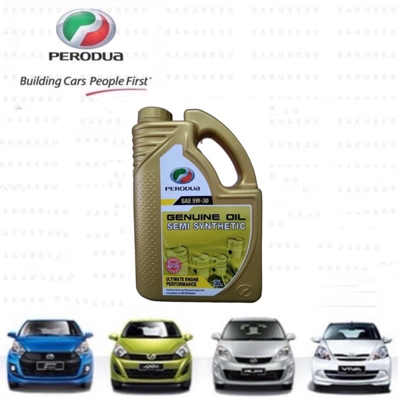 70100122 Perodua SAE 5W 30 Semi Synthetic Engine Oil 3 Liter GOLD