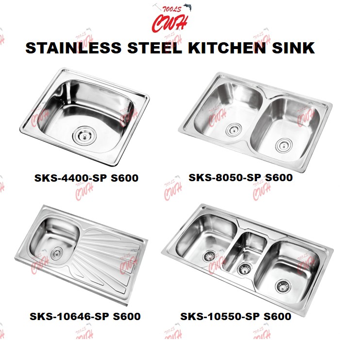 Centimeter Single Double Triple Stainless Steel Bowl Kitchen Sink Dapur