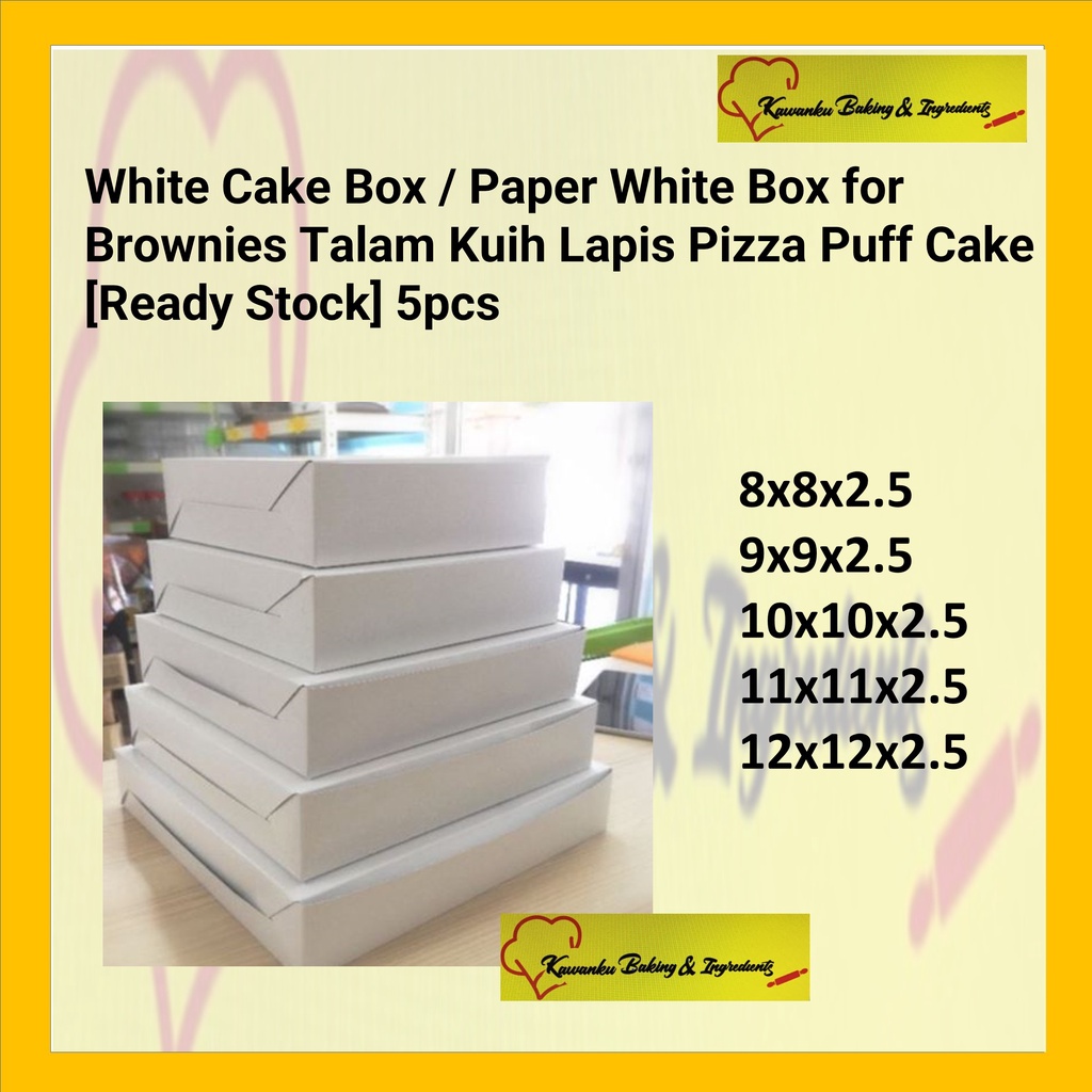 White Cake Box Paper White Box For Brownies Talam Kuih Lapis Pizza