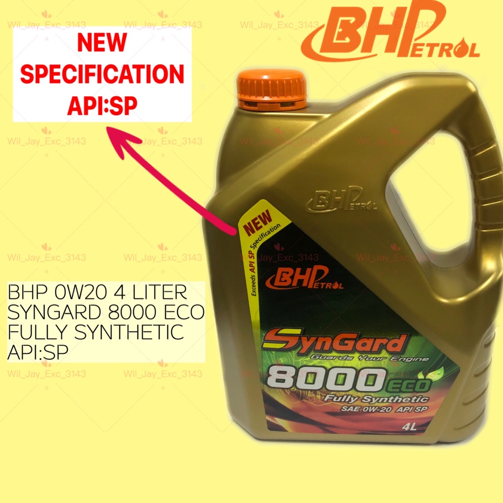 BHP 8000 ECO 4 LITER SYNGARD 0W20 ENGINE OIL FULLY SYNTHETIC API SP