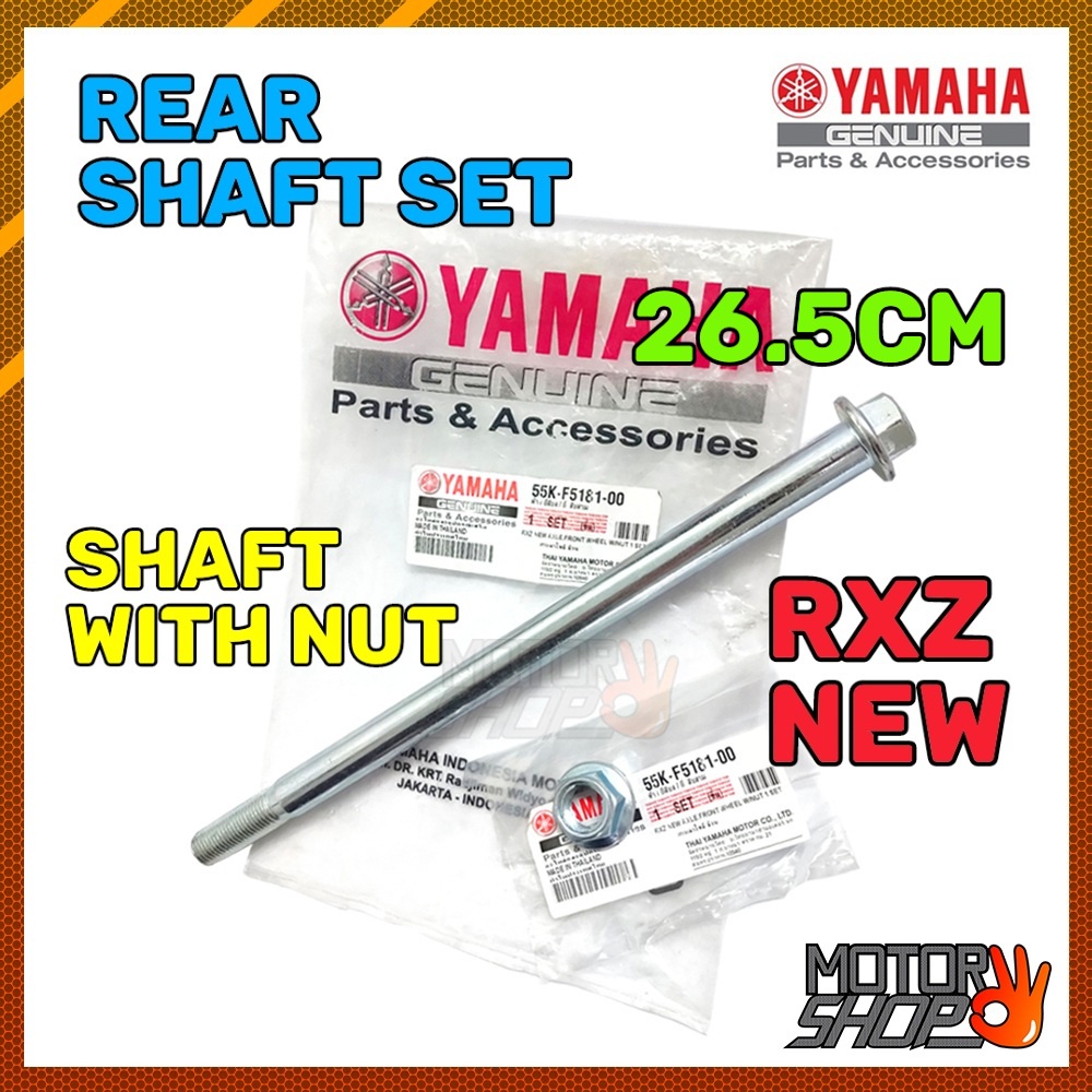 YAMAHA RXZ NEW REAR WHEEL SHAFT WITH NUT SAP BELAKANG SWING ARM SHAFT