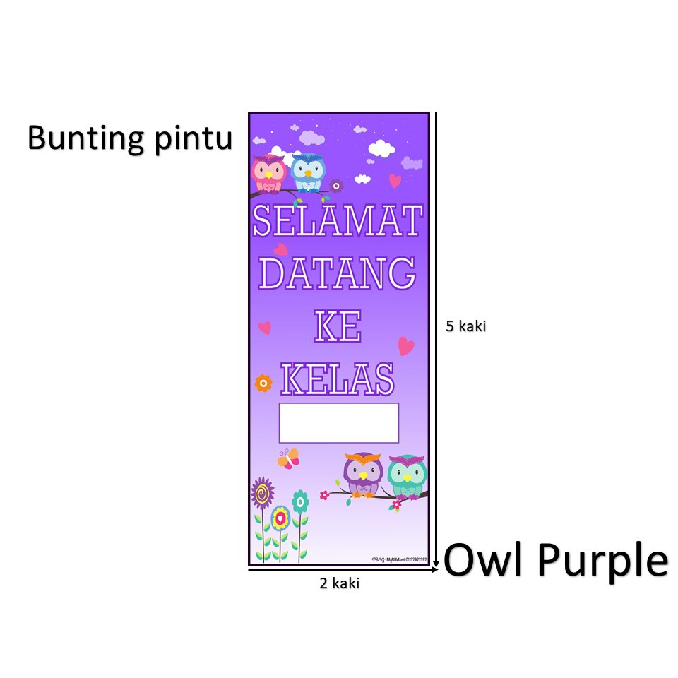 BANNER KELAS OWL PURPLE SET KECERIAAN KELAS PAK 21 JADUAL KELAS CARTA