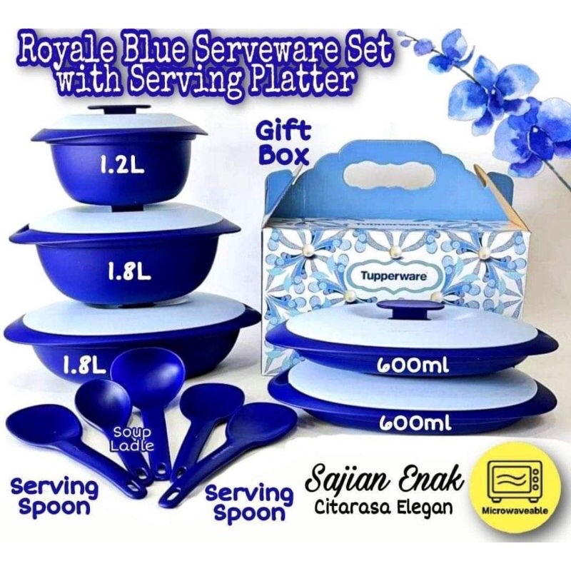 Tupperware Royale Blue Serverware Set Shopee Malaysia