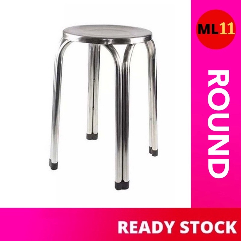 Stainless Steel Stool Solid Chair Round Chair Kerusi Bulat Keluli