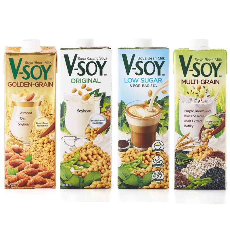 V SOY Multi Grain Soya Bean Milk Golden Low Sugar 1000ML Shopee