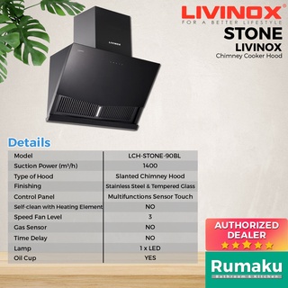 LIVINOX LCH STONE 90BL Chimney Cooker Hood Kitchen Hood Kitchen