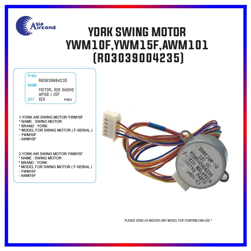 YORK ACSON DAIKIN AIR SWING MOTOR YWM10 15F R03039004235 Shopee