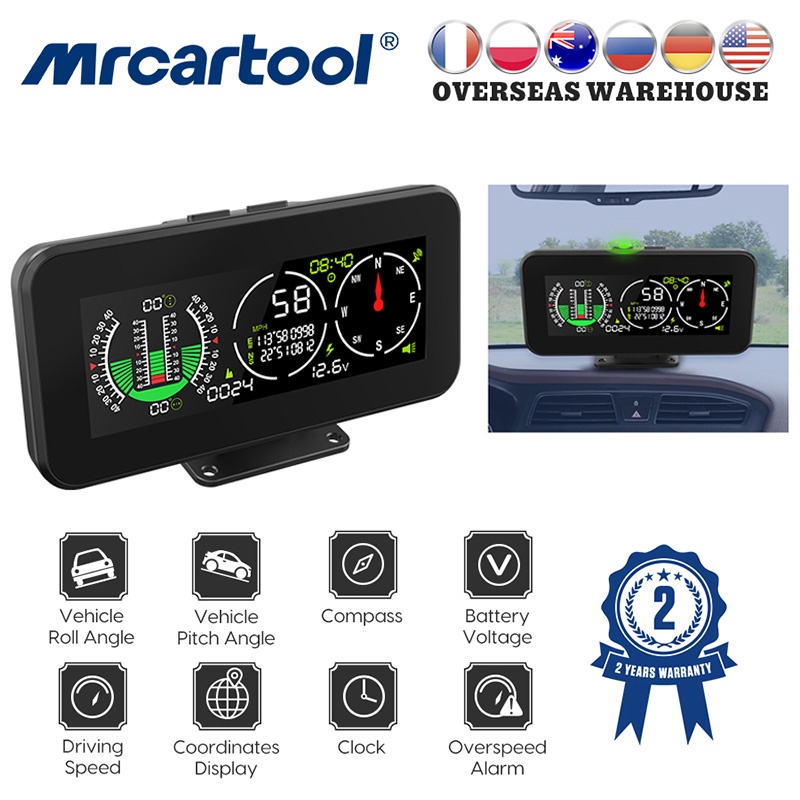 MR CARTOOL M60 Car Compass Inclinometer Speedometer GPS Speed Slope