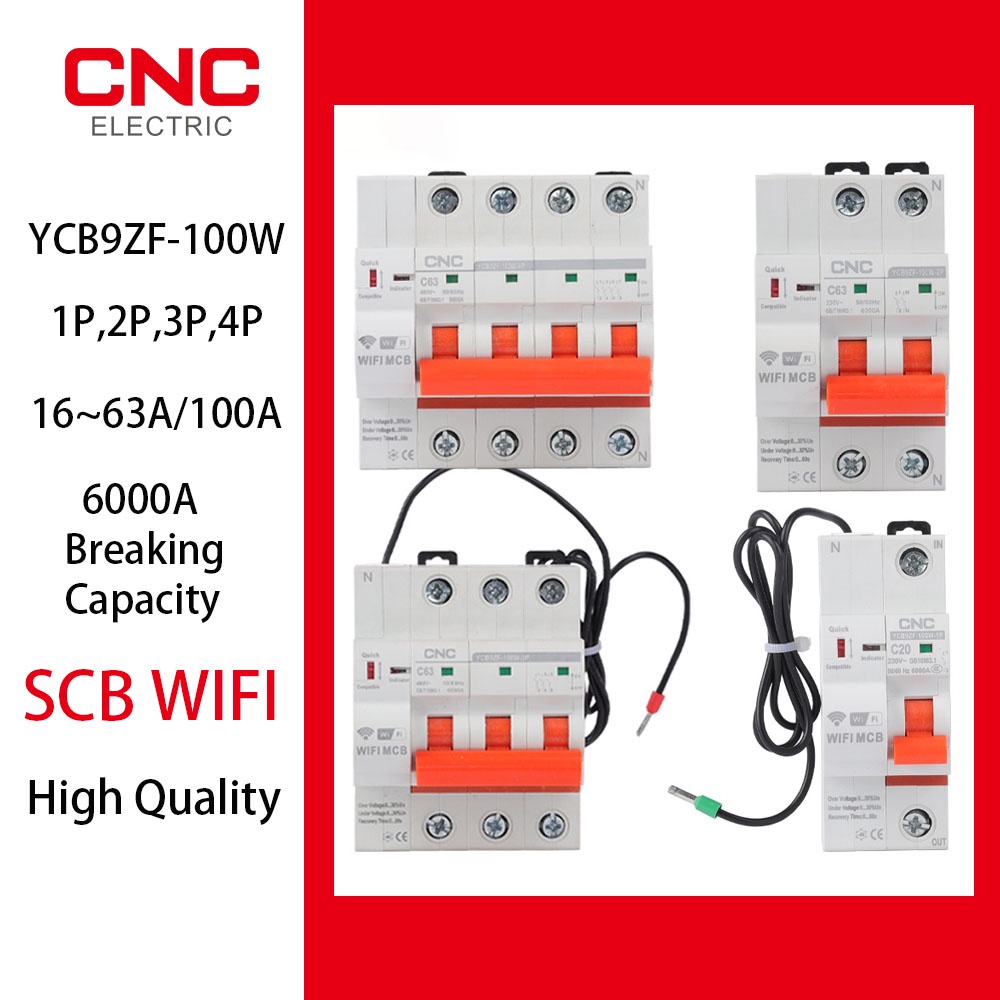 CNC YCB9ZF 2P3P4P WiFi Smart Circuit Breaker Short Circuit Protection