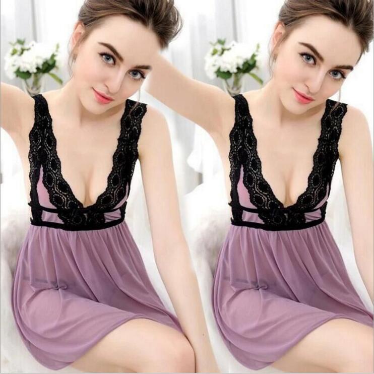 Malaysia Ready Stock Sexy Lingerie Lace Trim Blouse Sleepwear