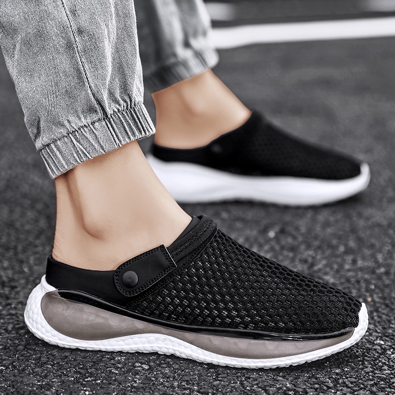 Slippers Men S Summer Mesh Breathable Baotou Half Slippers Outdoor