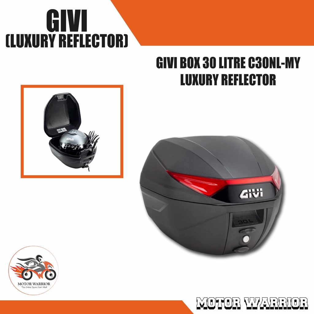 GIVI BOX 30 LITRE MONOLOCK TOP CASE LUXURY REFLECTOR C30NL MY ORIGINAL