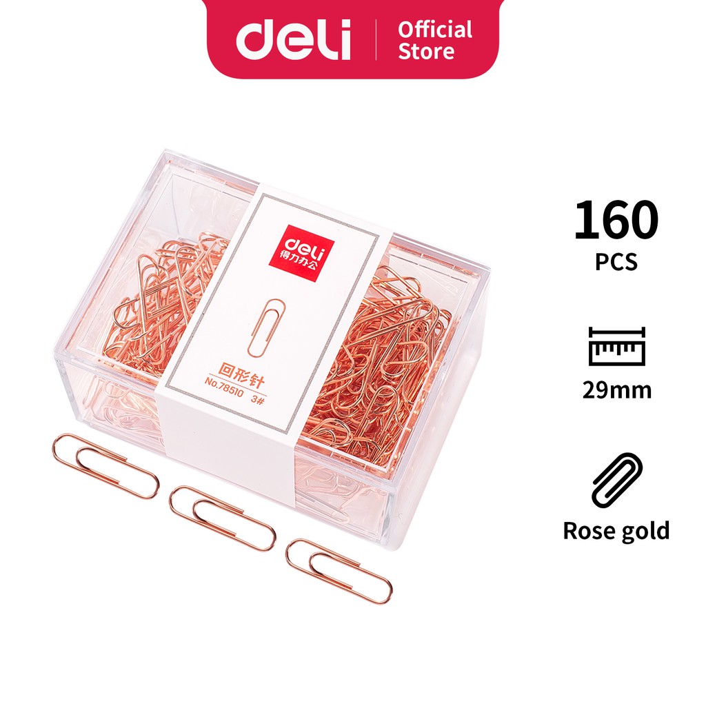 Deli Clips Rose Gold Paper Clip Mm Pcs Box Shopee