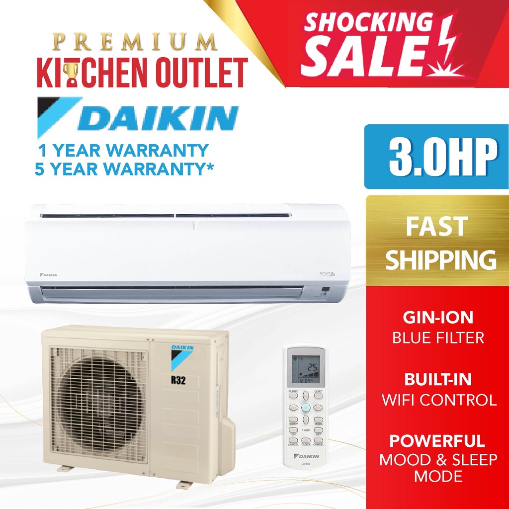 Daikin 1 0HP 3 0HP R32 Non Inverter Air Conditioner FTV P Series