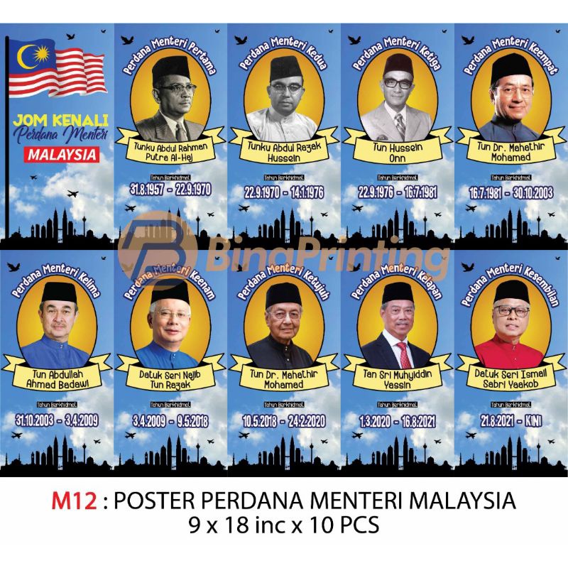 POSTER PERDANA MENTERI MALAYSIA TERKINI 2022 KHAS UNTUK TIANG