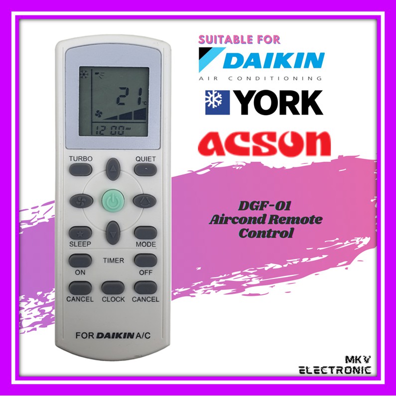 Daikin York Acson Aircond Remote Control For Daikin York Acson Air Cond