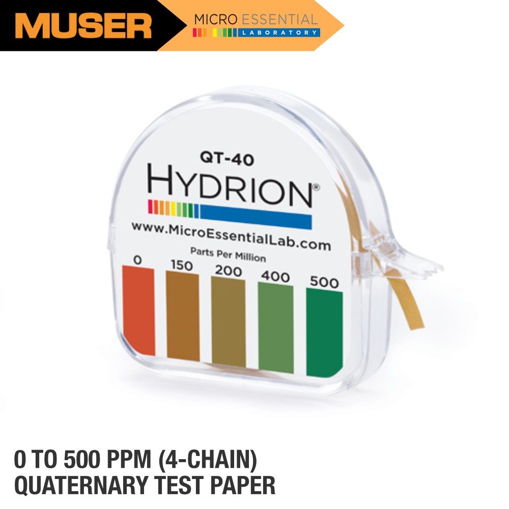 Micro Essential Hydrion Qt Quat Test Paper Dispenser Ppm