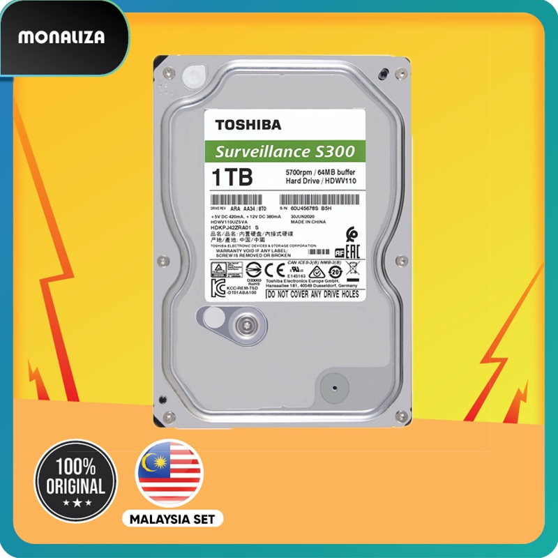 Toshiba S300 Surveillance CCTV HDD 1TB 3 5 Sata Shopee Malaysia