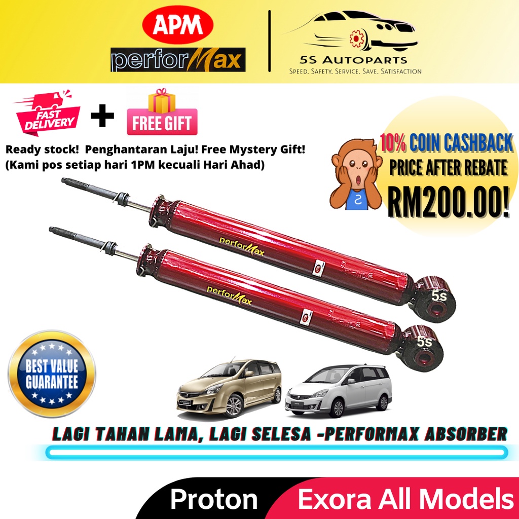 Apm Performax Proton Exora Heavy Duty Rear Sport Absorber Set Pcs