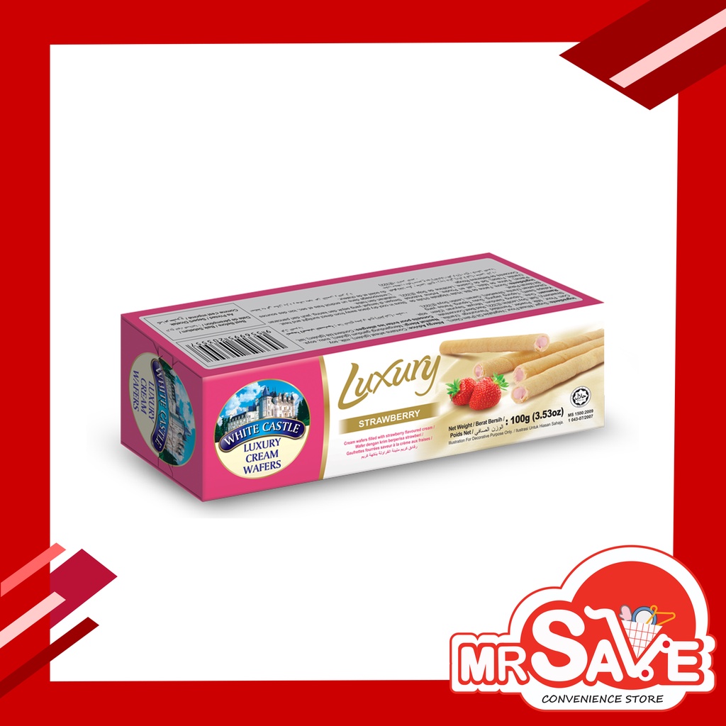 MRSAVE WHITE CASTLE LUXURY CREAM WAFER STRAWBERRY DOOR GIFT 100G