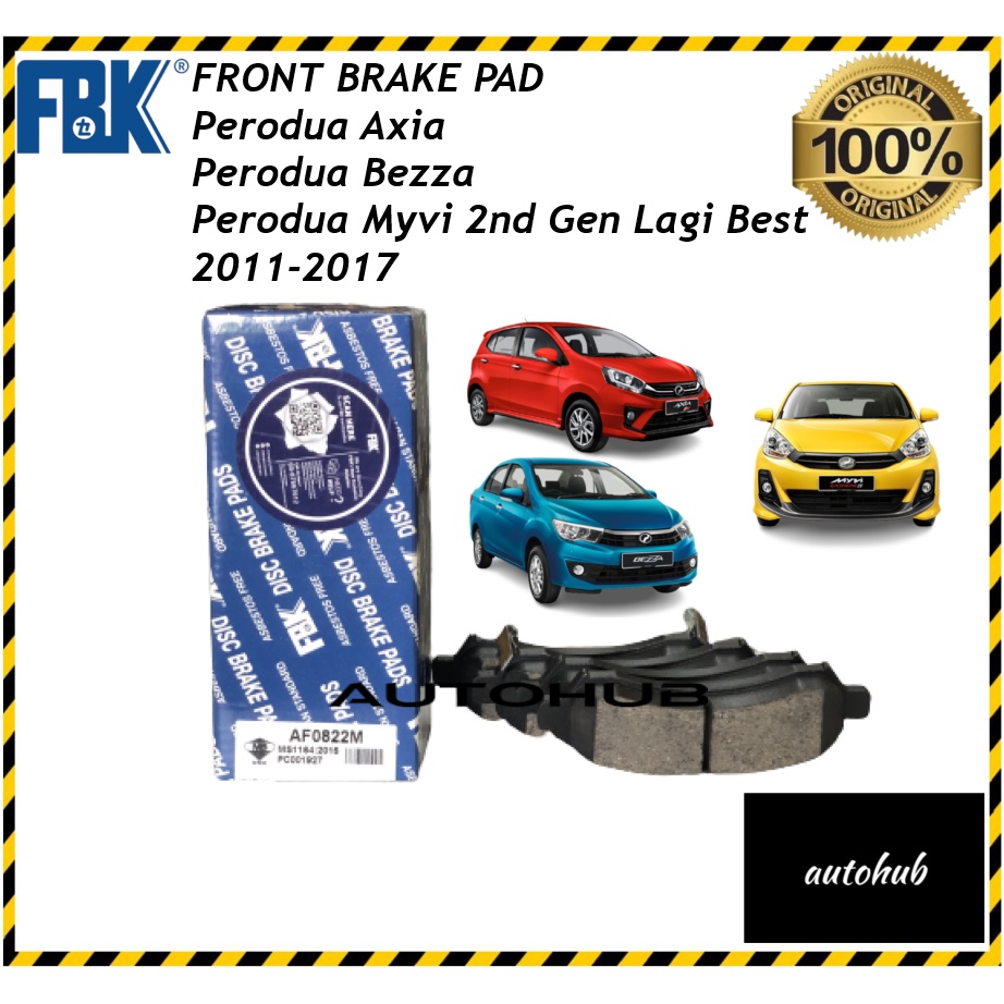 Original Fbk Disc Brake Pad Front Perodua Myvi Lagi Best