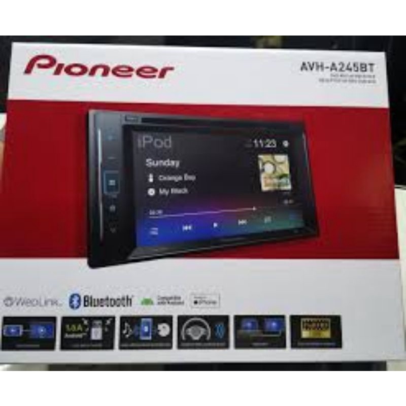 Pioneer Avh A245bt 6 2 2 Din Cd Usb Bluetooth Shopee Malaysia