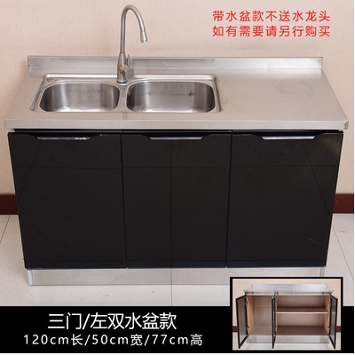 Stainless Steel Household Kitchen Black Stove Cabinet Meja Sinki