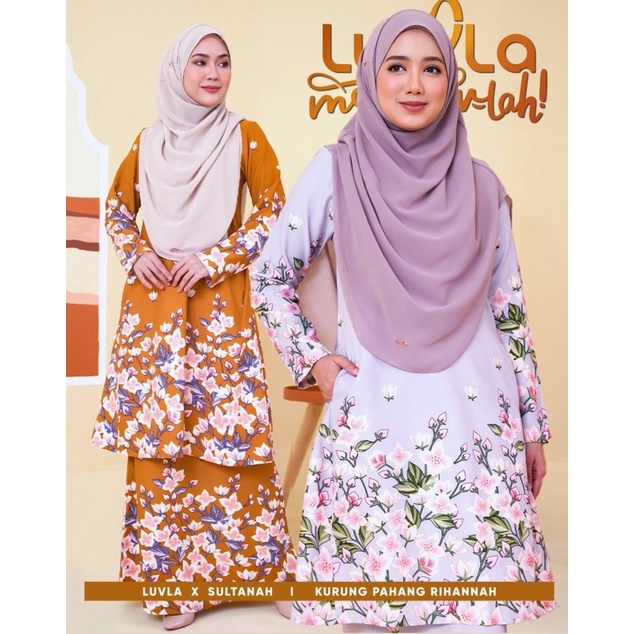 Luvla Baju Kurung Pahang Gold Line Rihannah Kurung Raya Ready Stock