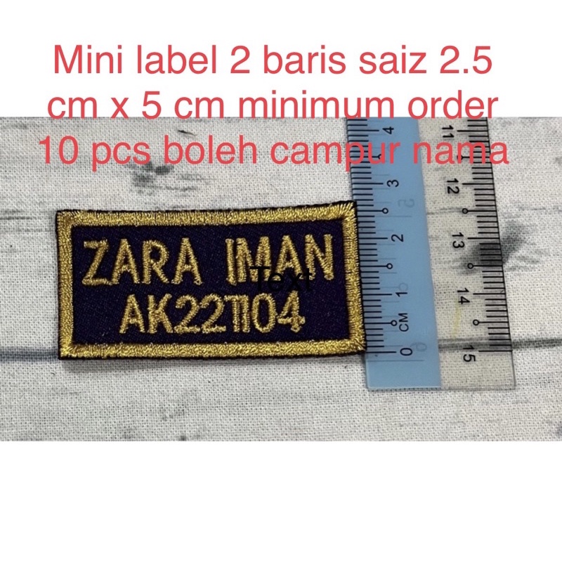 Name Tag Sekolah Bersulam Tanda Nama Rumi Dan Jawi Mini Nametag Label