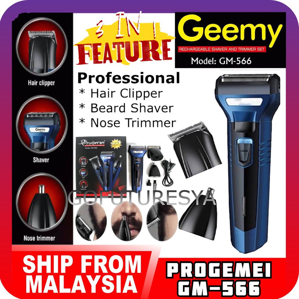 SHIP FROM SELANGOR Geemy 3in1 GM 566 Professional Rechargeable