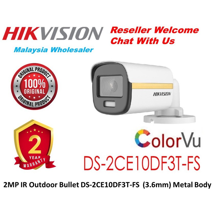 Hikvision ColorVu 2MP Outdoor Bullet DS 2CE10DF3T FS With MIC Built In