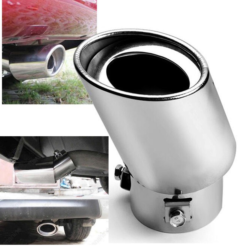 Universal New Stainless Steel Car Rear Round Exhaust Pipe Tail Muffler