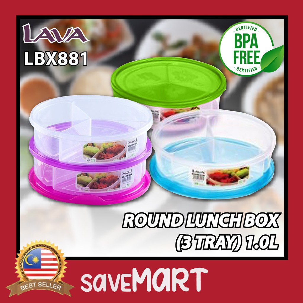 Lava Litre Round Lunch Box Tray Compartments Lbx Bpa Free