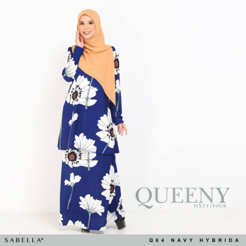 Ready Stock Queeny By Sabella Size Xl Baju Kurung Printed Tanpa