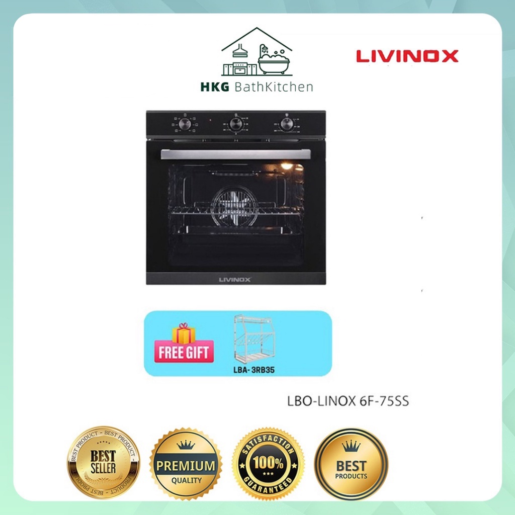 LIVINOX Built In Oven LBO LINOX 6F 75SS 75L Capacity Free Gift