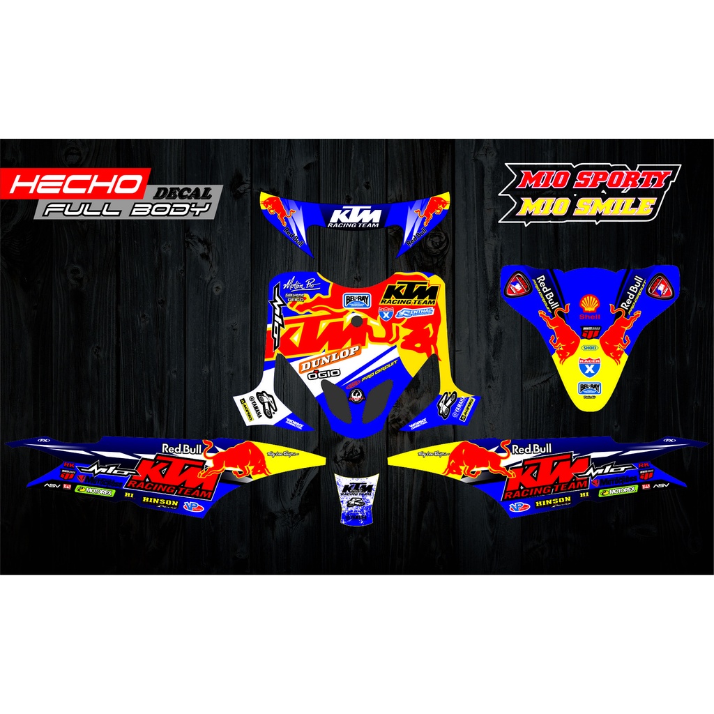 Mio Smile Mio Sporty Decal Sticker Full Body Full Block Red Bull