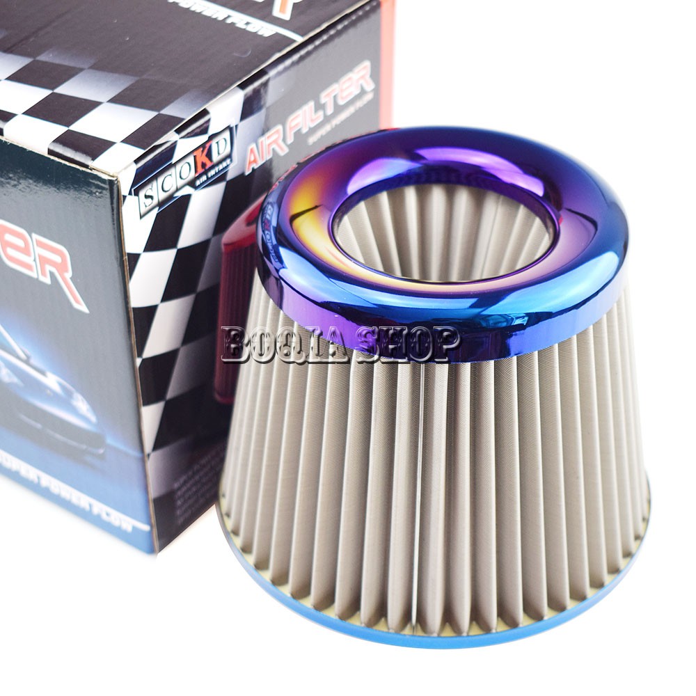 Universal Racing Car Air Filter Stainless Steel Burnt Blue Mm