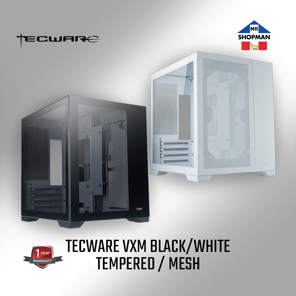 Tecware VXM Dual Chamber MATX Case Black White Mesh Tempered Shopee