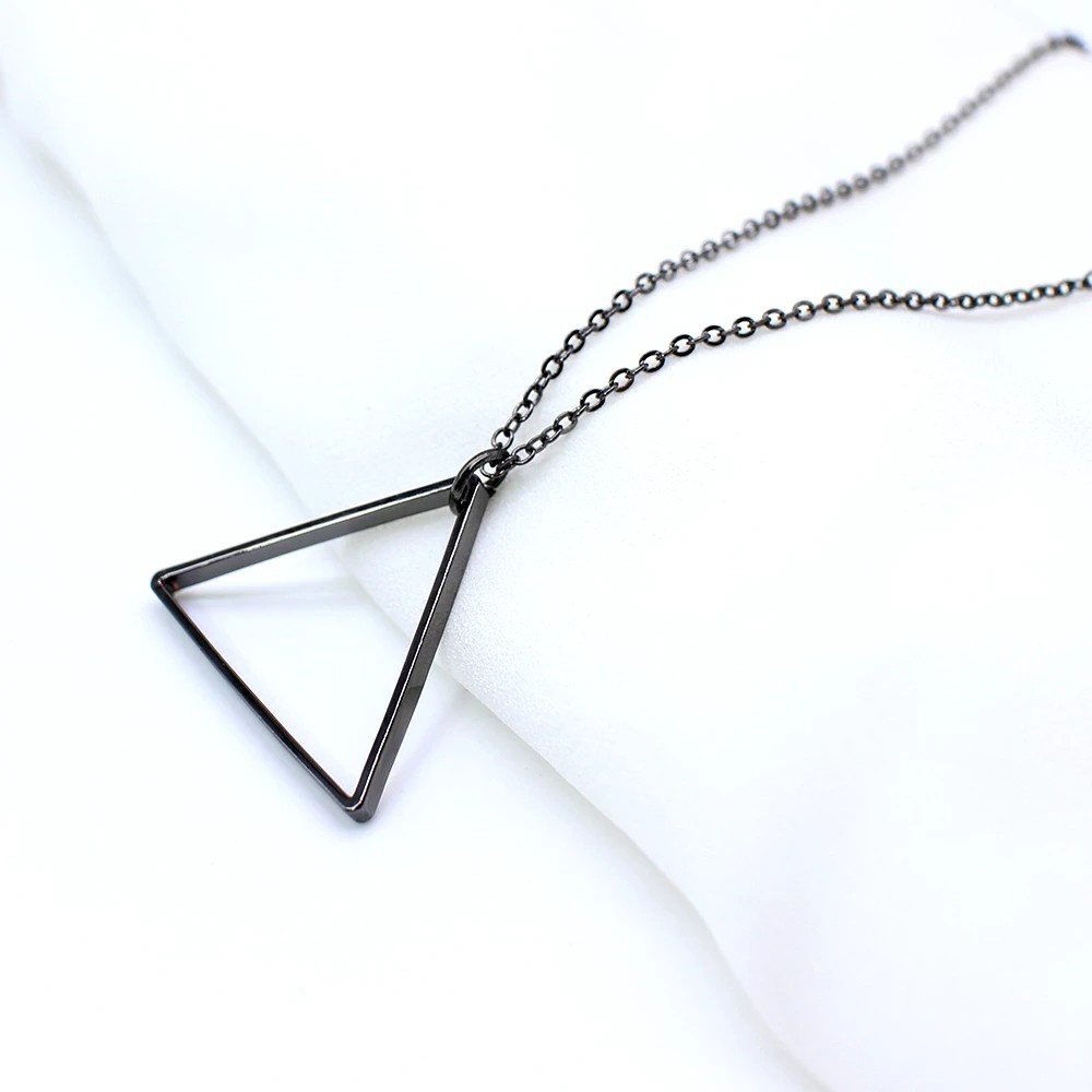 New Black Rectangle Pendant Necklace Men Trendy Simple Stainless Steel