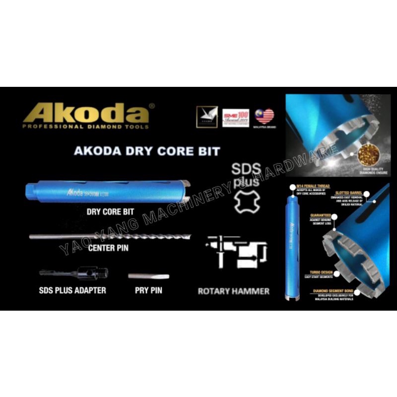 Akoda Dry Core Bit SDS Plus Type Shopee Malaysia