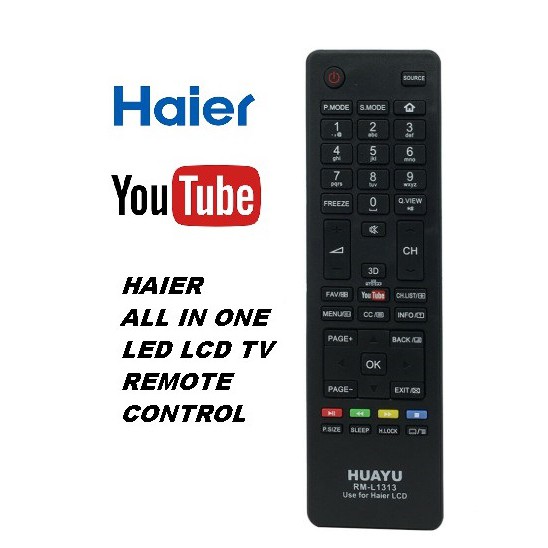 HAIER LCD LED TV REMOTE CONTROL 3D YOUTUBE REPLACEMENT HUAYU RM