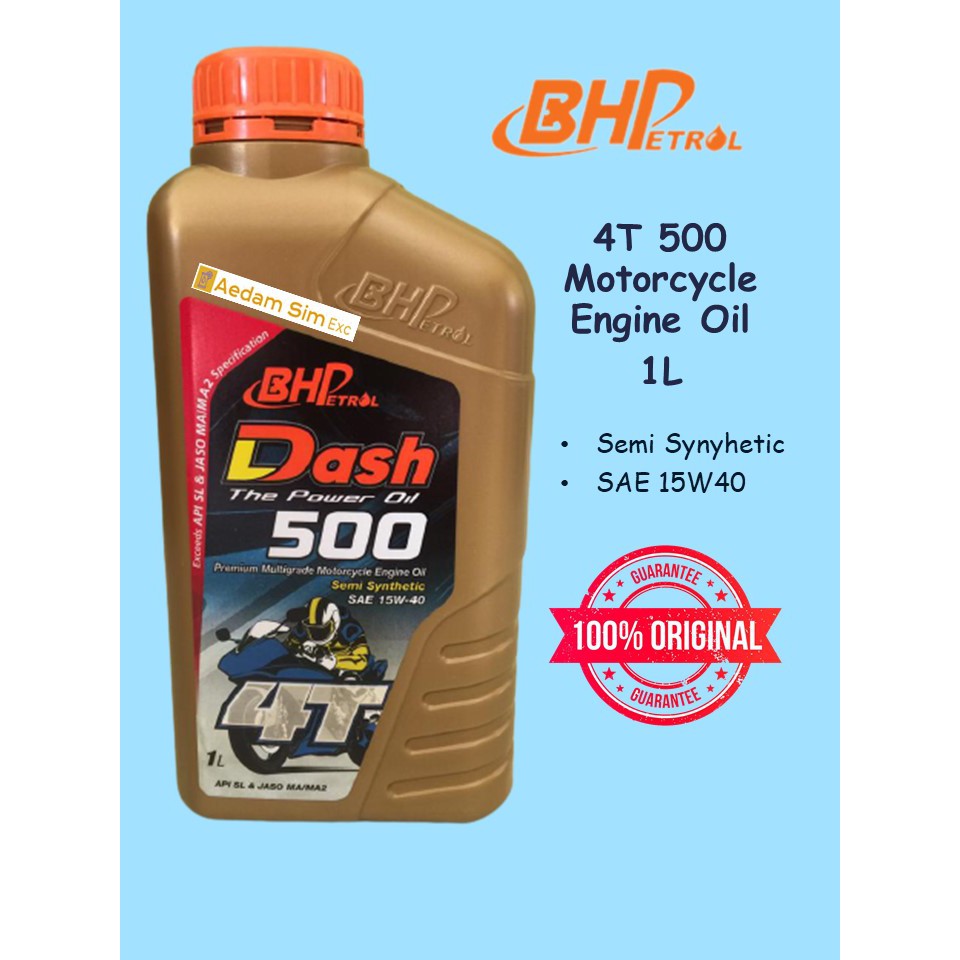 BHP 500 4T DASH 15W40 Semi Synthetic Motorcycle Engine Oil 1L Shopee