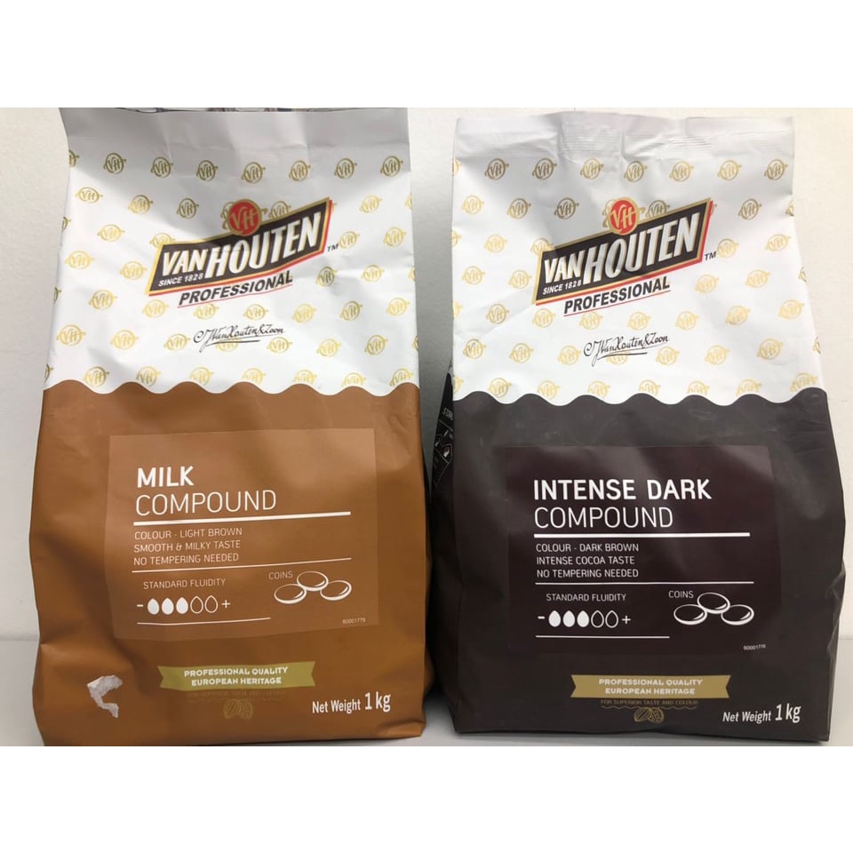 Van Houten Chocolate Compound Coin Dark Milk Shopee Malaysia