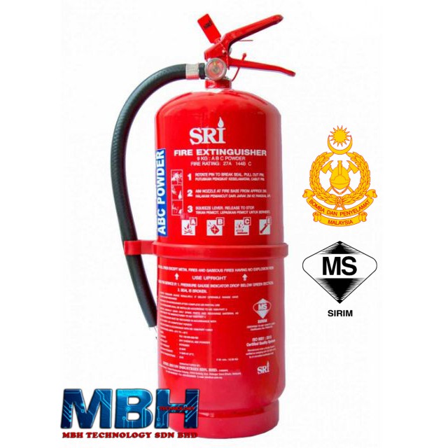 Ready Stock SIRIM Certified SRI 9 KG ABC Dry Powder Fire Extinguisher