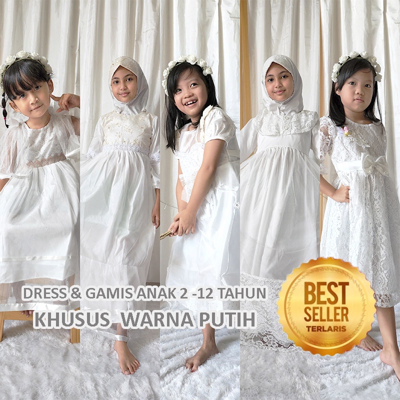 PUTIH White Clothes For Girls 10 Years Party Dresses For Girls Aqiqah