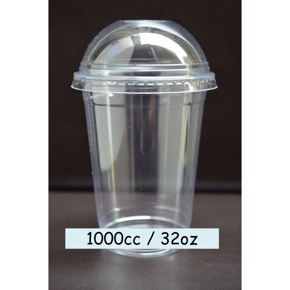 50pcs Set TB 1000cc 32oz PP Cup With Dome Lid Disposable Plastic