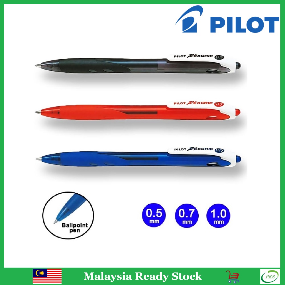 Pilot Rexgrip Ball Point Pen Black Blue Red Mm Mm Mm