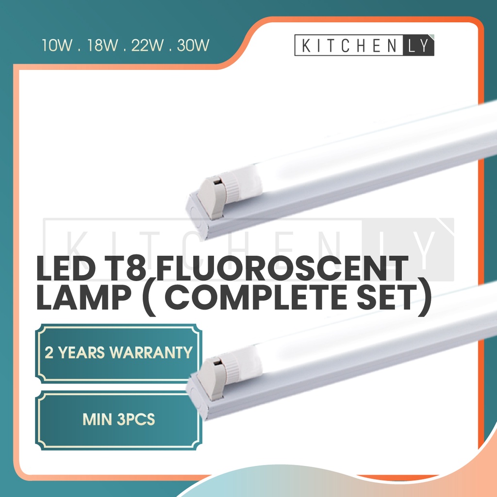 KLY LED Fluorescent T8 4Ft Set Light Lampu Kalimantang Panjang Casing